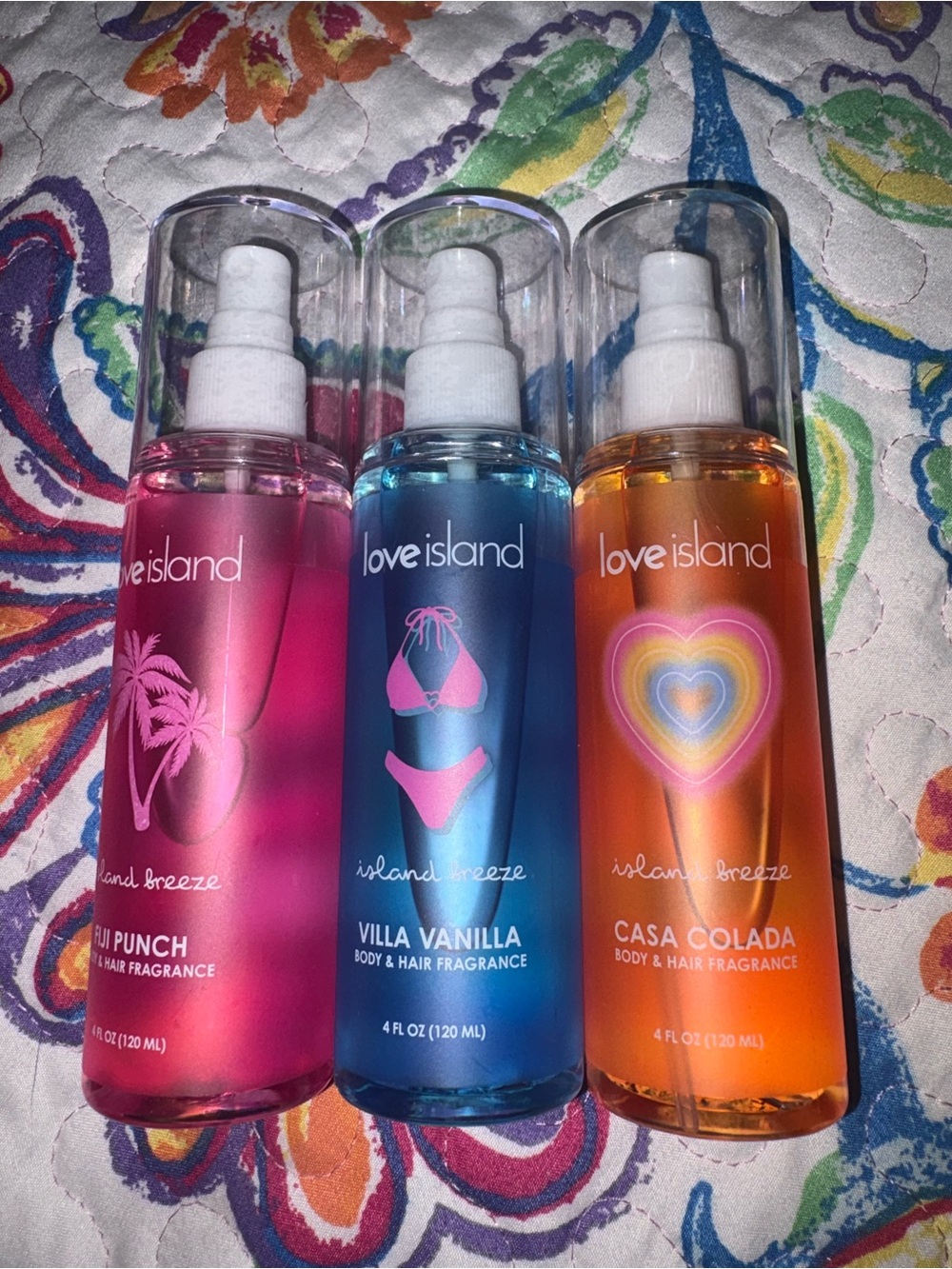 Love Island Island Breeze Body & Hair Fragrance Mist — Pink, Blue, Orange